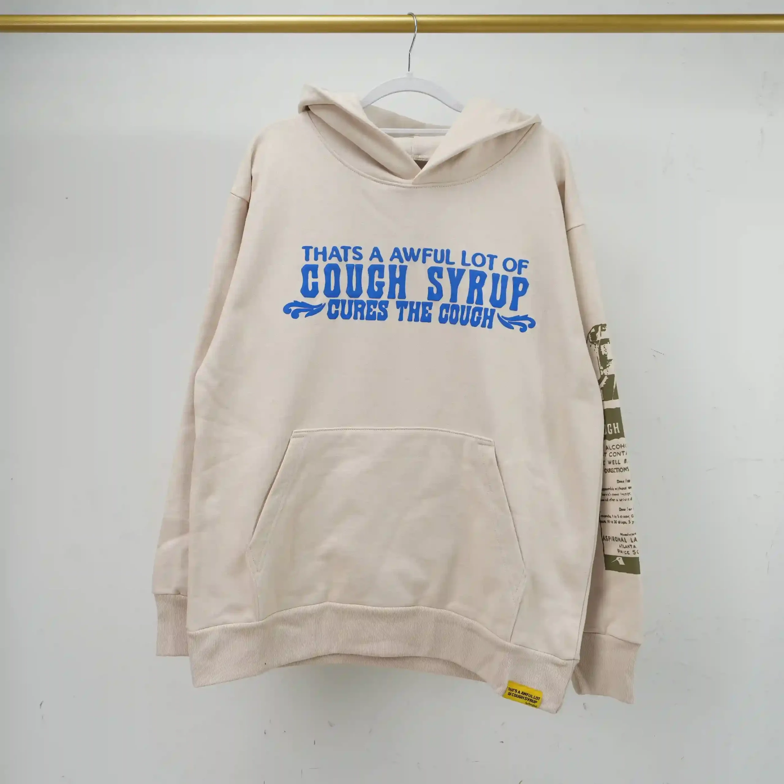 Cough Syrup Cures The Cough Hoodie Beige
